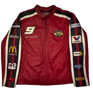 Vintage Kasey Kahne Leather Jacket 2XL Red Kasey #9 Dodge Velocity Racing 90s